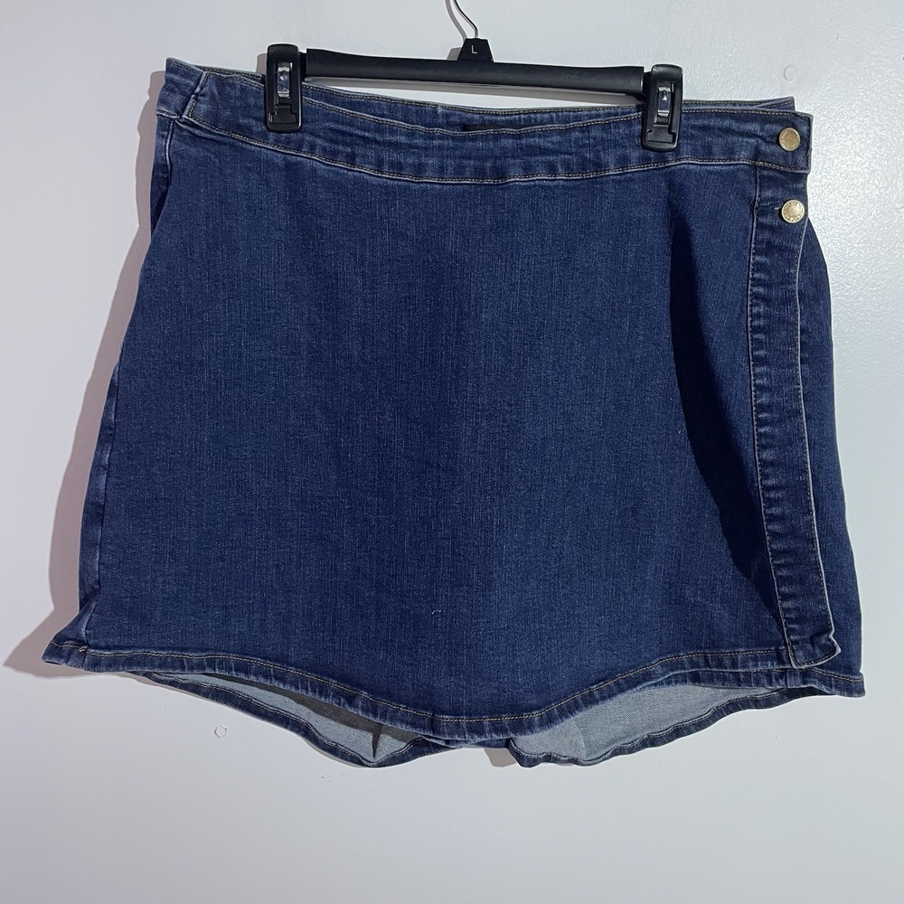 Judy Blue Skort 3XL Mid Rise Blue Denim Casual Stretch Comfort‎ Tummy Control